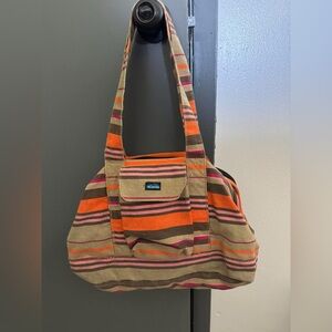 Vintage Kavu Striped Tote Bag Purse